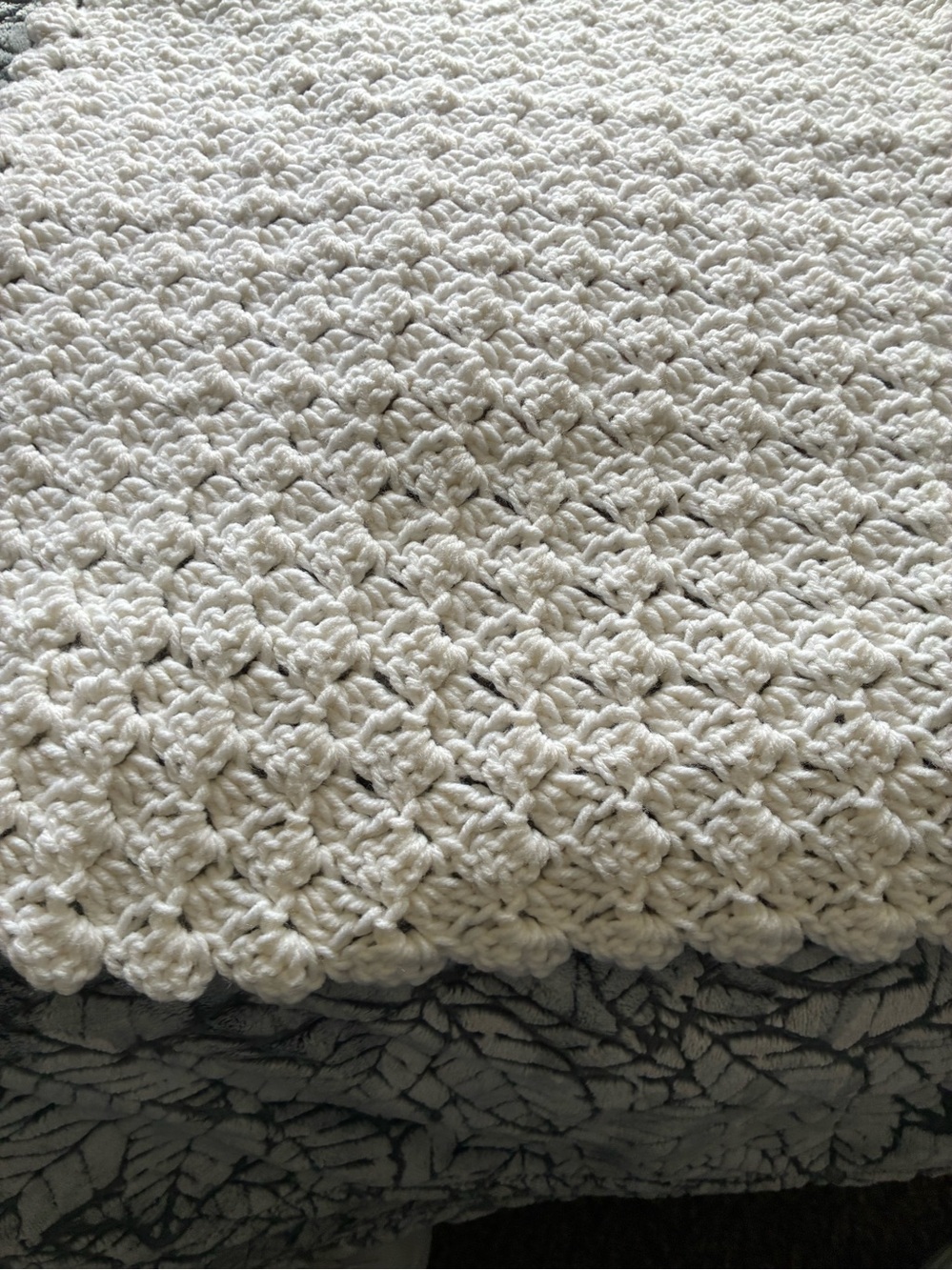 Handmade Cream Crochet Bath Throw Blanket 24”X 36”